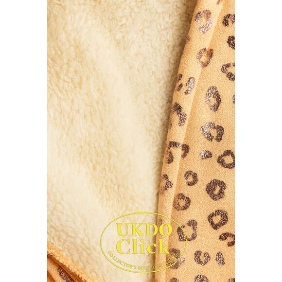 Girls Leopard Print Zip Hoodie Sherpa Lined Peach Pink Jacket Size 2T - Picture 4 of 14